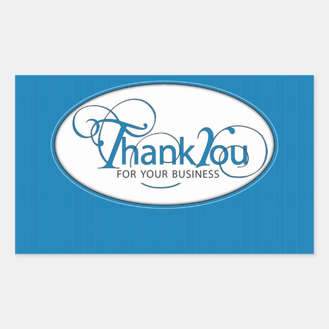 Thank You For Business, Blue Script Rectangular Sticker (Front)