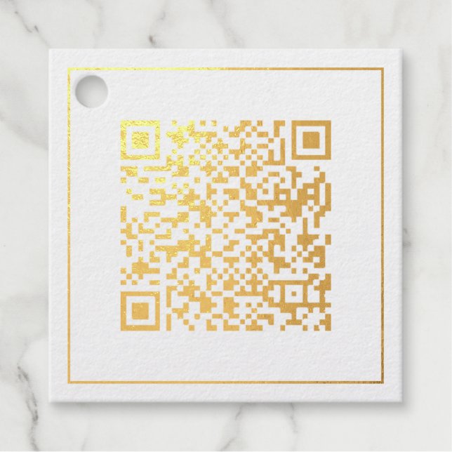 Thank You For Business Gold Logo Barcode QR CODE Favour Tags (Front)