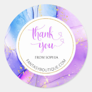 Thank You for Business Handmade Custom Name URL Classic Round Sticker