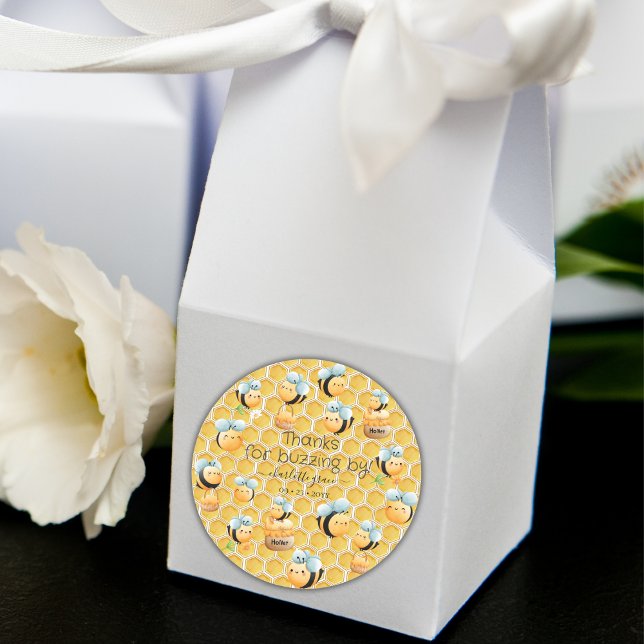 Thank You for Buzzing by First Bee-Day Classic Round Sticker (Creator Uploaded)