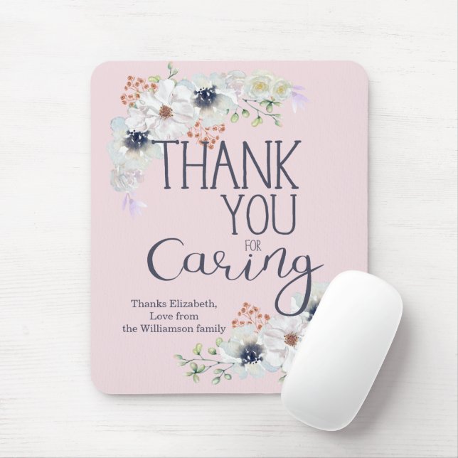 Thank You For Caring Floral Appreciation Mouse Pad (With Mouse)