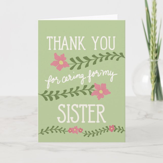 Thank You for Caring for my Sister Card (Front)