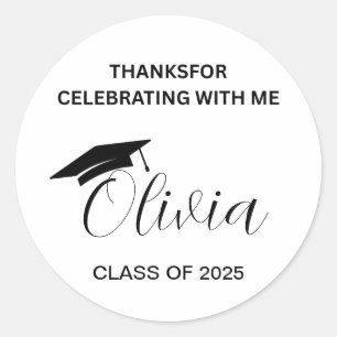 Thank You For Celebrating Graduation Party Favour Classic Round Sticker