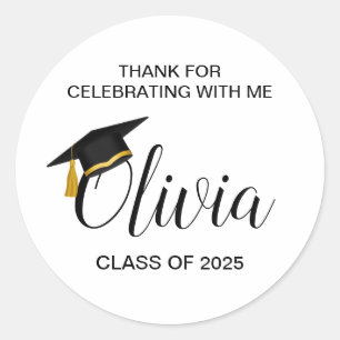 Thank You For Celebrating Graduation Party Favour  Classic Round Sticker