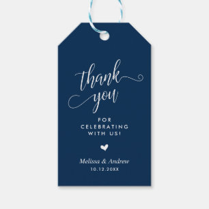 Thank you for celebrating, Navy Blue, Wedding Gift Tags