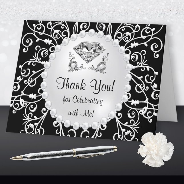 Thank You for Celebrating with Me! Thank You Cards (Birthday Thank You Cards. Elegant, Diamond Birthday Thank You Cards. Diamond Thank You Cards. 60th.)