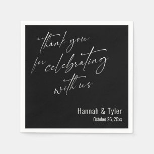 Thank You for Celebrating with Us Black Wedding Napkin