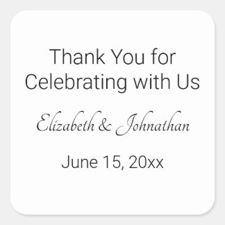 Thank You for Celebrating with Us Elegant Wedding Square Sticker