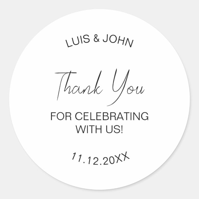 Thank You For Celebrating With Us Favour Party Classic Round Sticker (Front)