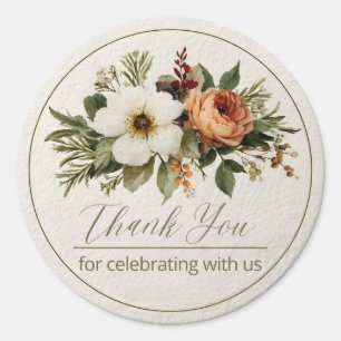 Thank You for Celebrating with Us — Floral Ring Bo Classic Round Sticker