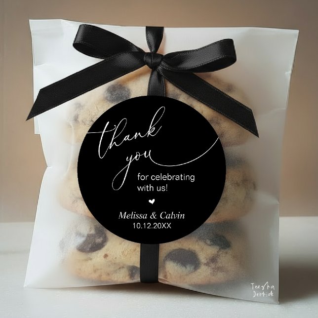 Thank you for celebrating with us Gifts Sticker (Thank you for celebrating with us Wedding Sticker in Black and White)