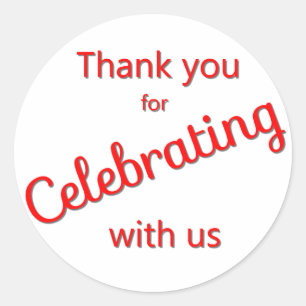 Thank You for Celebrating with Us Sticker Red