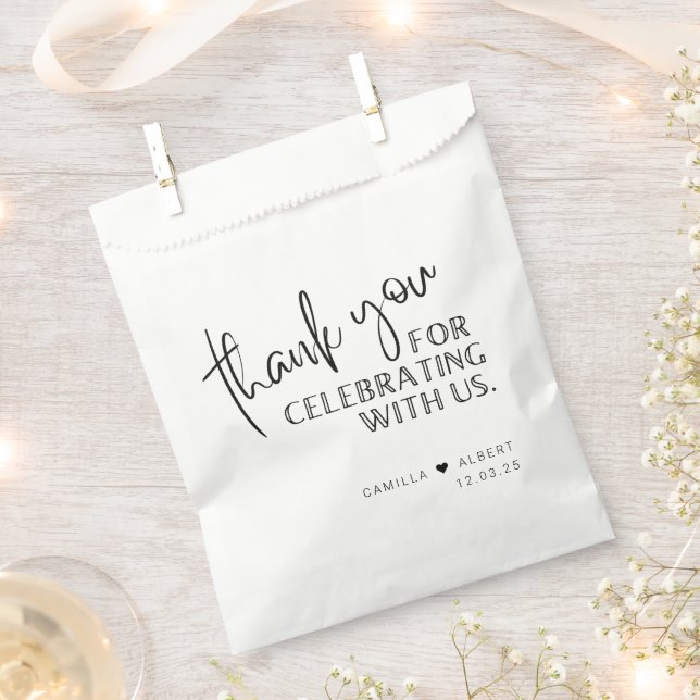 Thank You for Celebrating with Us Wedding Favour Bag (Clipped)