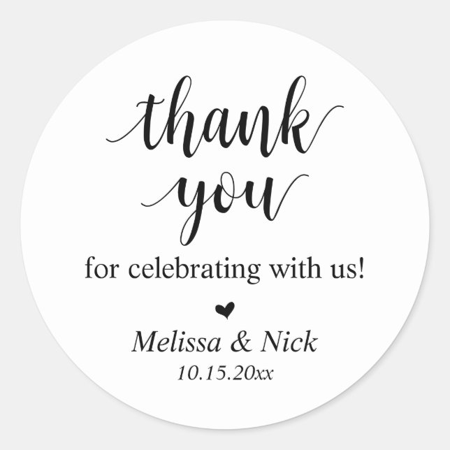 Thank you for celebrating with us Wedding Sticker (Front)