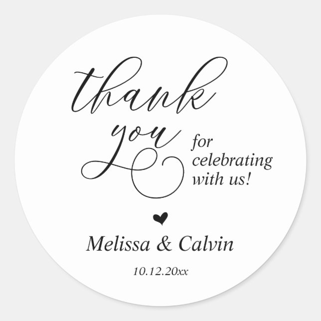 Thank you for celebrating with us Wedding Sticker (Front)