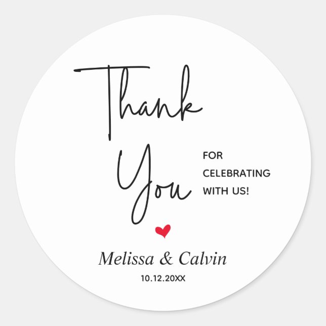 Thank you for celebrating with us Wedding Sticker (Front)