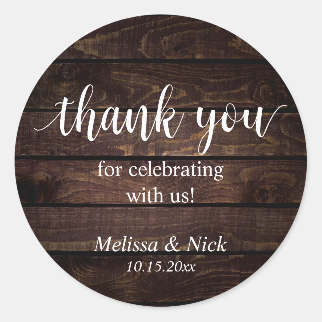 Thank you for celebrating with us Wedding Sticker (Front)