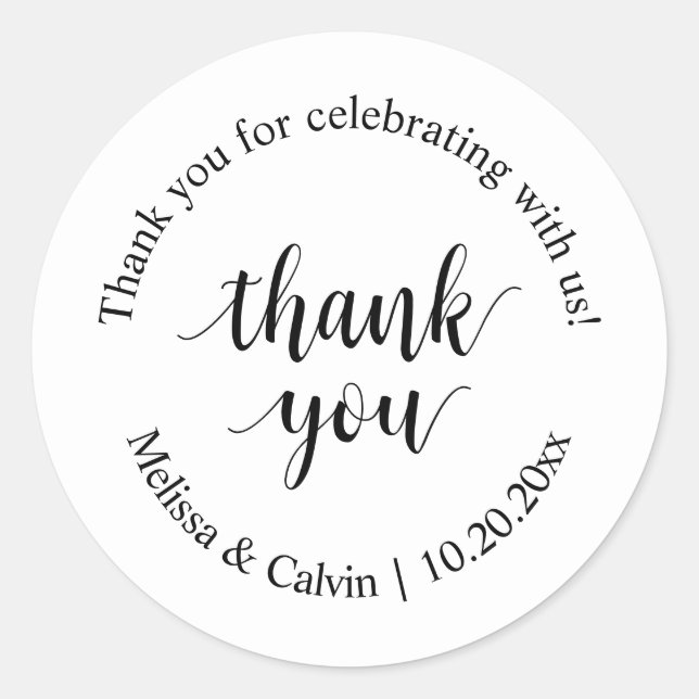 Thank you for celebrating with us Wedding Sticker (Front)