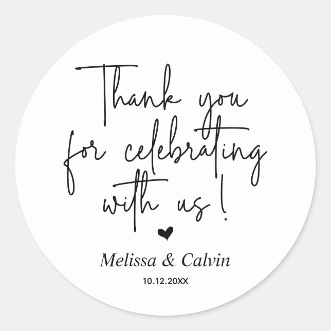 Thank you for celebrating with us Wedding Sticker (Front)