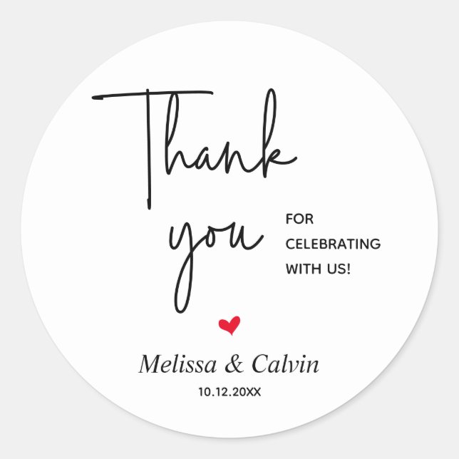 Thank you for celebrating with us Wedding Sticker (Front)