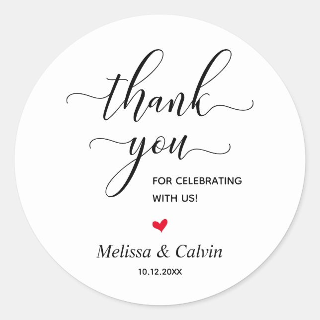 Thank you for celebrating with us Wedding Sticker (Front)