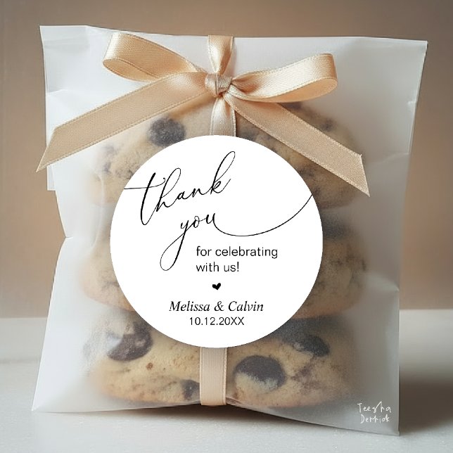 Thank you for celebrating with us Wedding Sticker (Thank you for celebrating with us Wedding Sticker in Black and White)