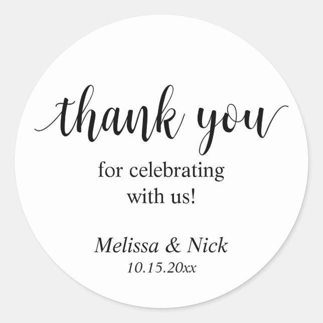 Thank you for celebrating with us Wedding Sticker (Front)