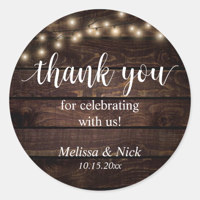 Thank you for celebrating with us Wedding Sticker (Front)