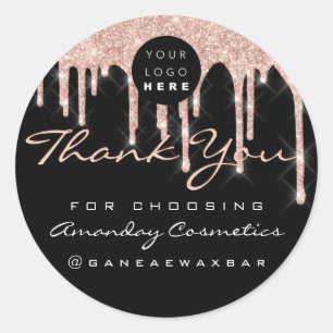 Thank You For Choosing Logo Rose Blush Drips Classic Round Sticker