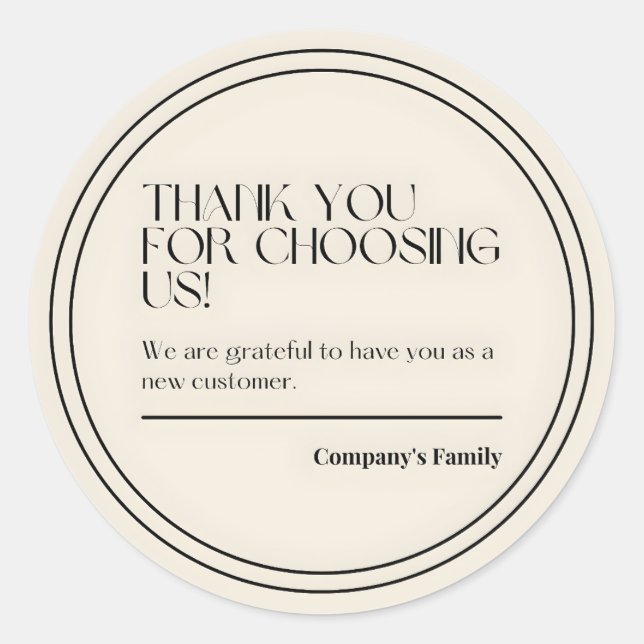thank you for choosing us classic round sticker (Front)