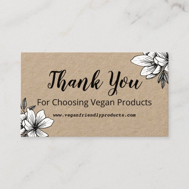 Thank You For Choosing Vegan Products Business Card (Front)