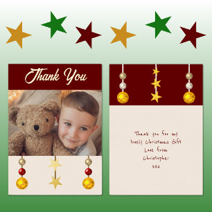 Thank you for Christmas gifts photo burgundy Foil Holiday Card