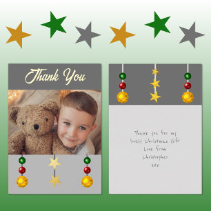 Thank you for Christmas gifts photo grey Foil Holiday Card