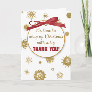 Thank You For Christmas Hospitality Gold Snowflake Card