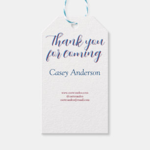thank you for coming birthday blue pink name websi gift tags
