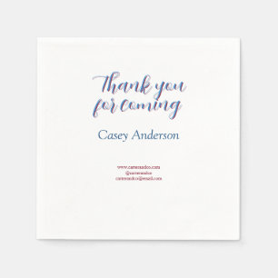 thank you for coming birthday blue pink name websi napkin