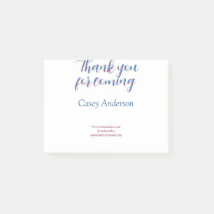 thank you for coming birthday blue pink name websi post-it notes