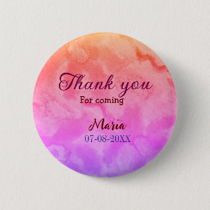 Thank you for coming birthday party add name date 6 cm round badge