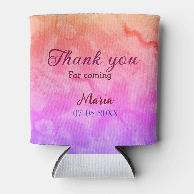 Thank you for coming birthday party add name date  can cooler (Front)