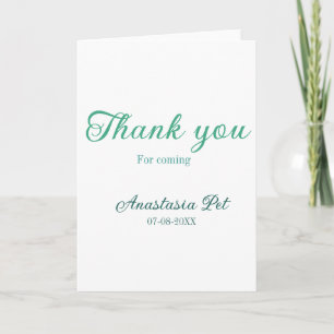 Thank you for coming birthday party add name date  card