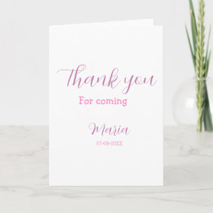 Thank you for coming birthday party add name date  card