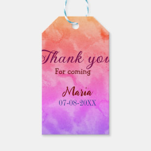 Thank you for coming birthday party add name date  gift tags