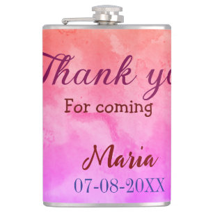 Thank you for coming birthday party add name date  hip flask