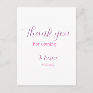 Thank you for coming birthday party add name date postcard