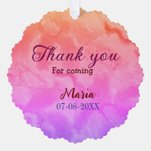 Thank you for coming birthday party add name date tree decoration card