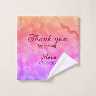 Thank you for coming birthday party add name date  wash cloth