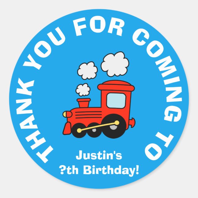 Thank you for coming Birthday party favour sticker (Front)