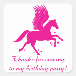 Thank You for Coming Birthday Party with Pegasus Square Sticker