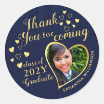 Thank You for Coming Blue Graduation Party Favour