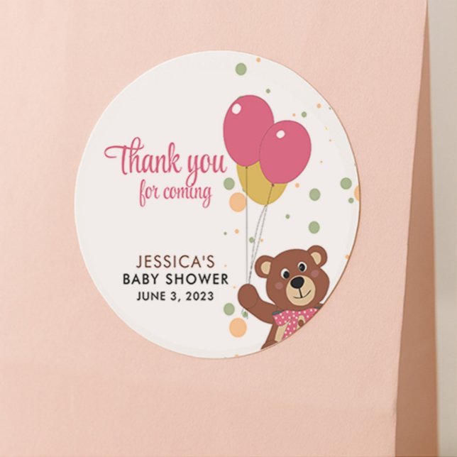 Thank You for Coming Blush Pink Girl Baby Shower Classic Round Sticker (Creator Uploaded)